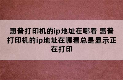 惠普打印机的ip地址在哪看 惠普打印机的ip地址在哪看总是显示正在打印